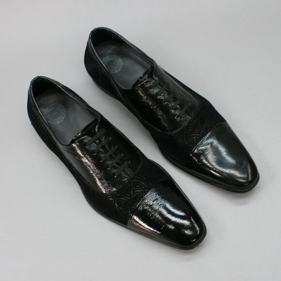 Mezlan Men\'s 12 Aberdeen Custom Embossed Velvet Black Cap-toe Dress Shoes Spain main image 12